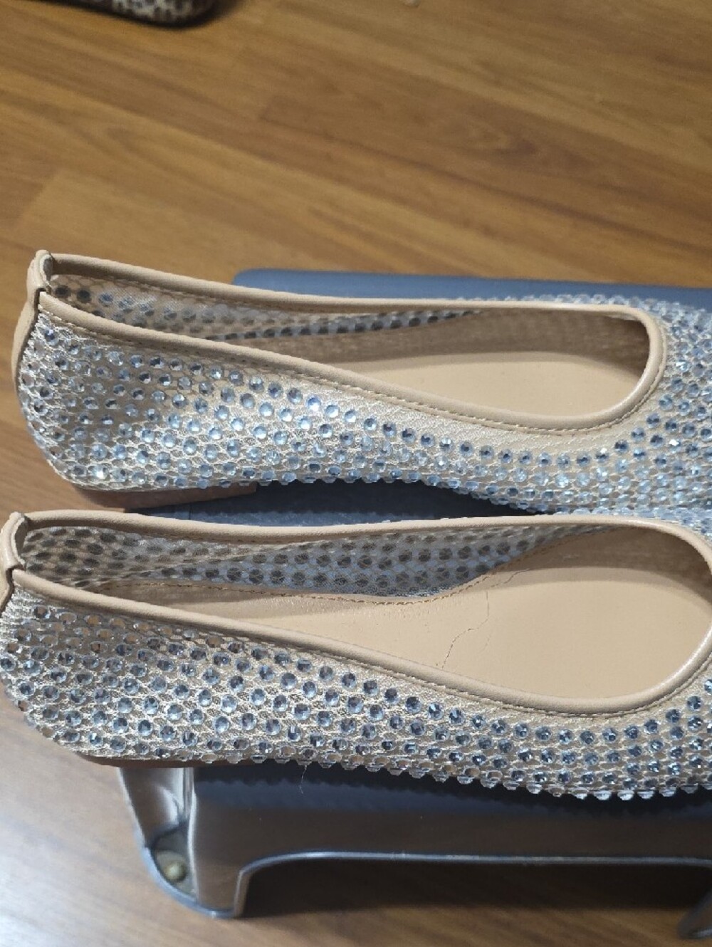 Women's Champagne Crystal-Embellished Ballet Flats - Picture 2 of 5
